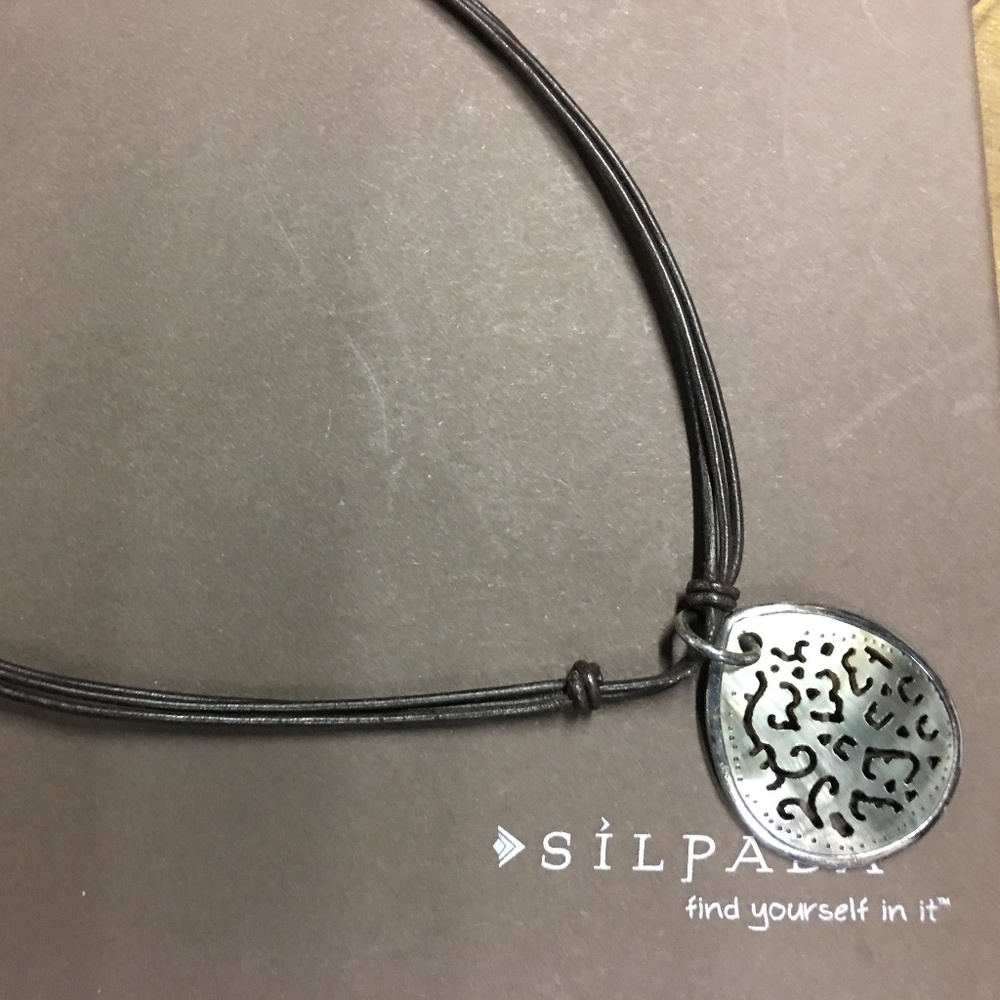Silpada Leather & Shell Pendant Necklace N1446